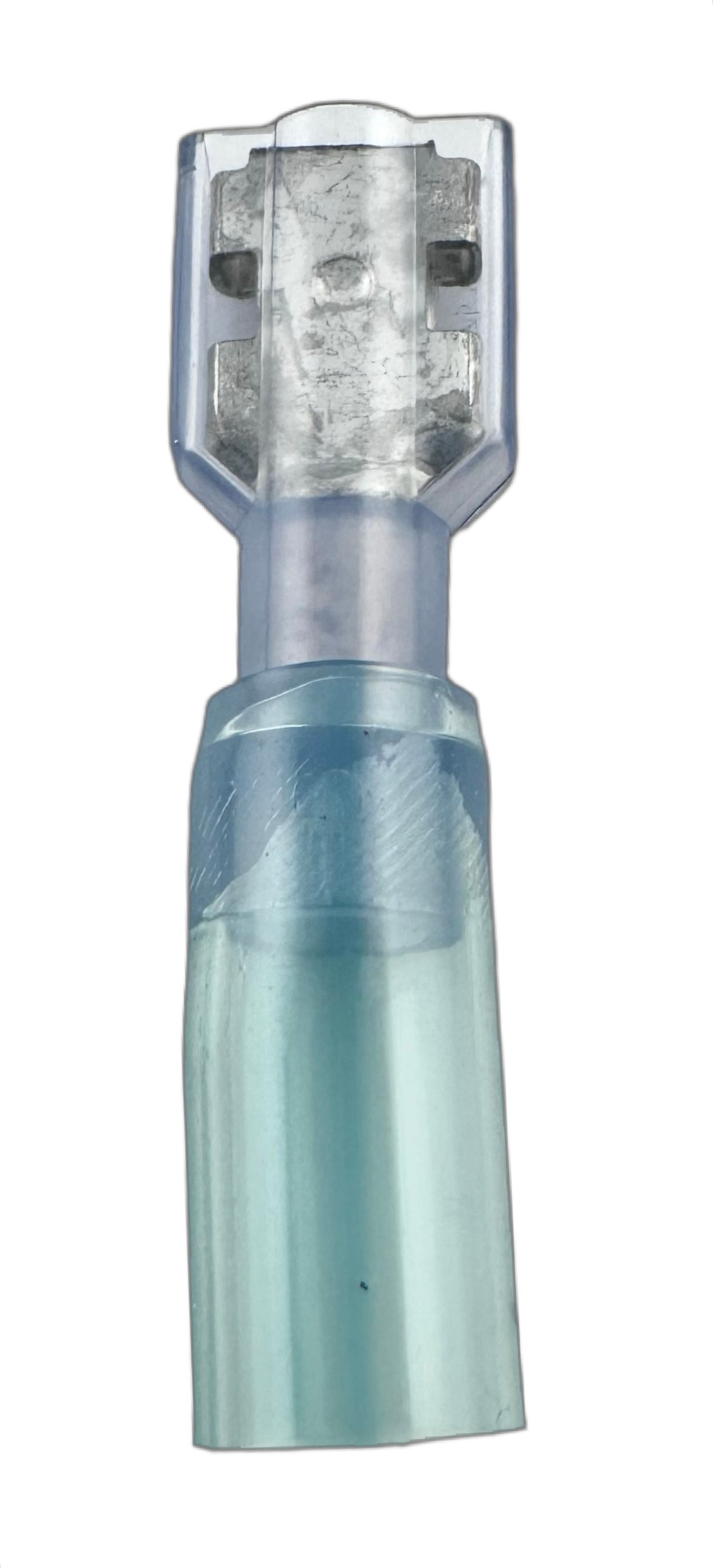 Fully Insulated Heat-Shrink Quick-Disconnect Terminals, Female, for 16-14 AWG, 0.250" Wide x 0.032" Thick straight view