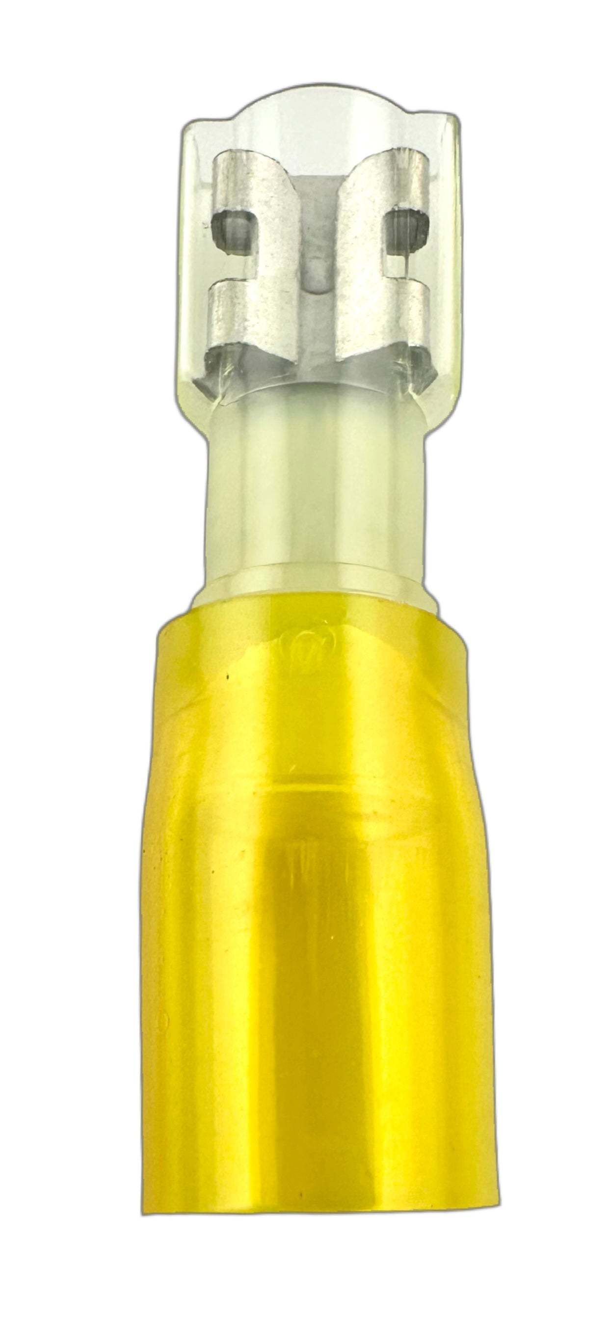 Fully Insulated Heat-Shrink Quick-Disconnect Terminals, Female, for 12-10 AWG, 0.250" Wide x 0.032" Thick straight view