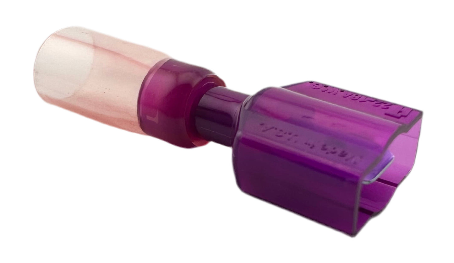 Fully Insulated Heat-Shrink Quick-Disconnect Terminals, Male, for 22-18 AWG, 0.250" Wide x 0.032" Thick