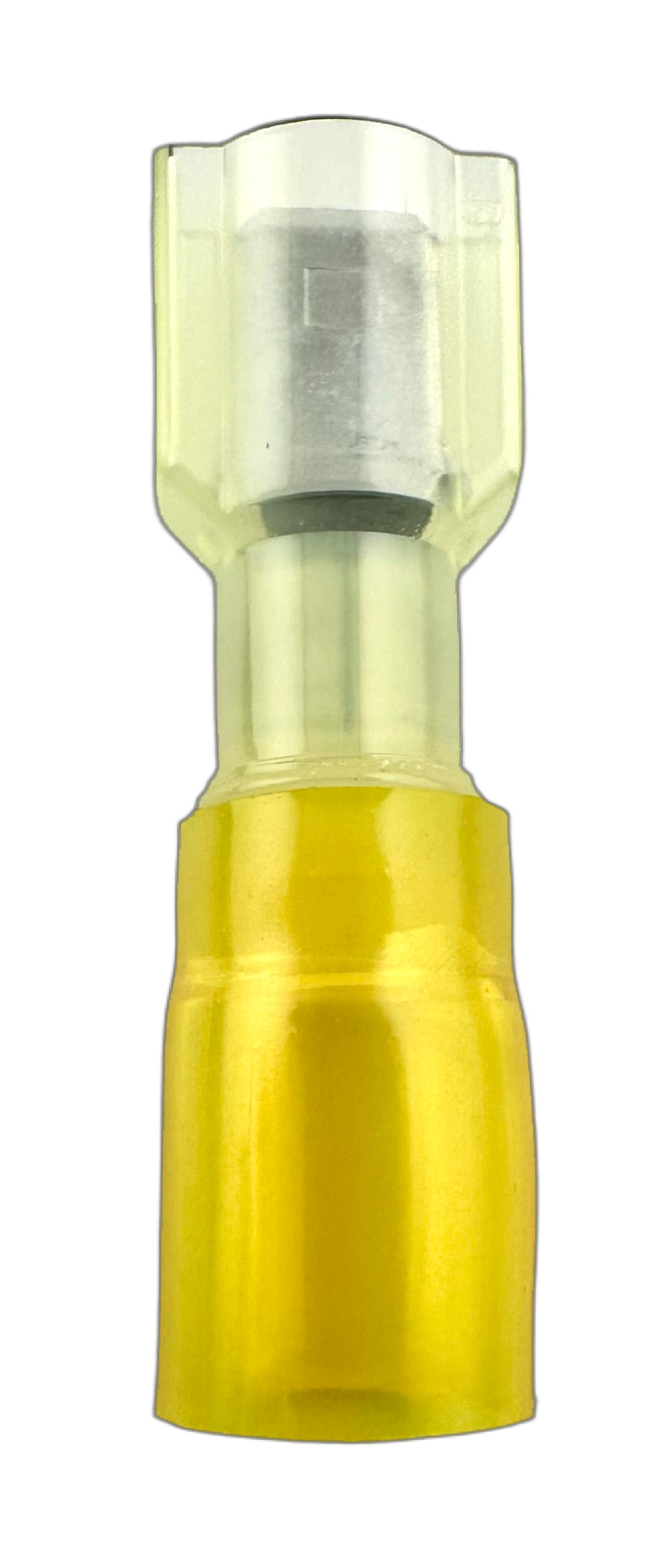 Fully Insulated Heat-Shrink Quick-Disconnect Terminals, Male, for 12-10 AWG, 0.250" Wide x 0.032" Thick straight view