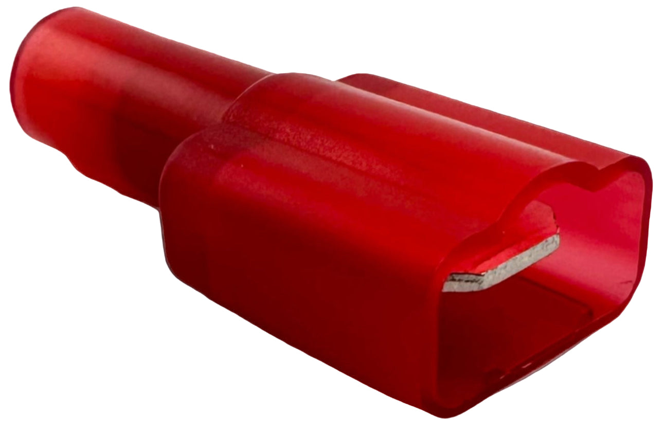 3M Nylon .250 Fully Insulated Female Quick Disconnect Terminals 18-22 Gauge Red 3M Nylon .250 Fully Insulated Female Quick Disconnect Terminals 18-22 Gauge Red