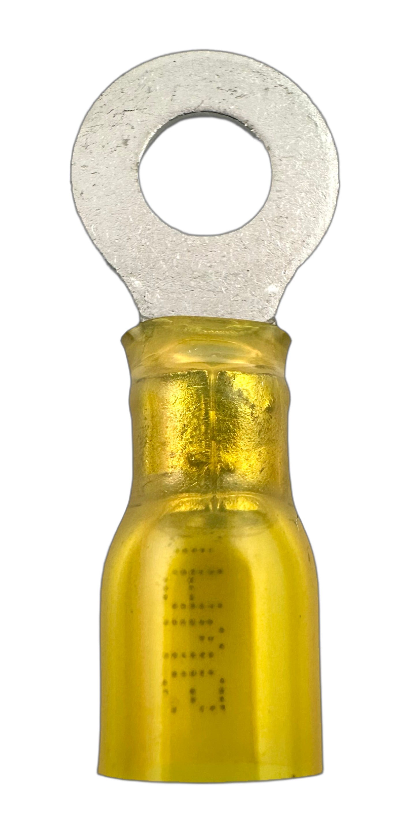 Heat-Shrink Ring Terminals, for 12-10 AWG and 1/4" screw straight view