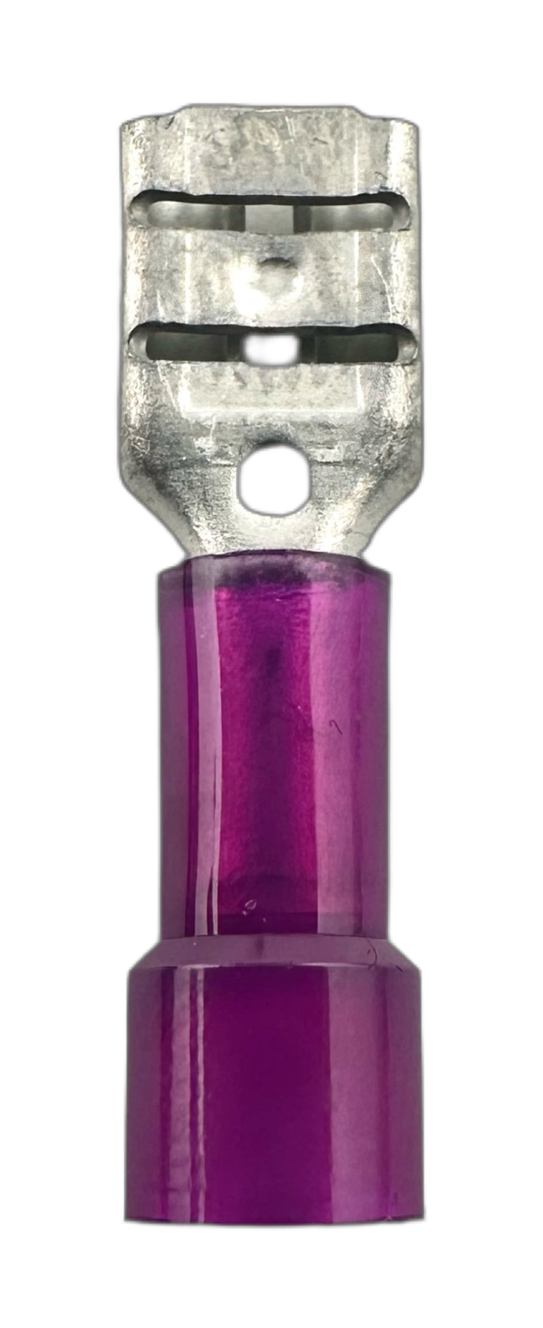 Insulated Quick-Disconnect Terminals, Female, for 22-18 AWG, 0.187" Wide x 0.020" Thick straight view