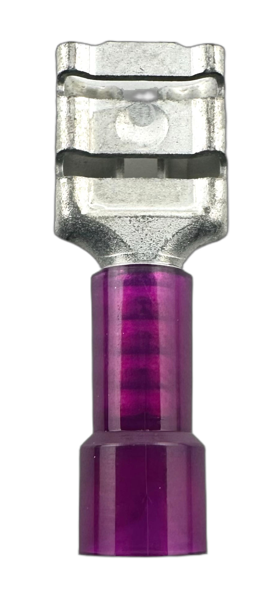 Insulated Quick-Disconnect Terminals, Female, for 22-18 AWG, 0.250" Wide x 0.032" Thick straight view