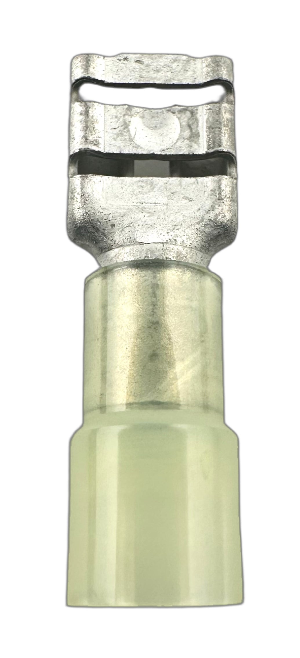 Insulated Quick-Disconnect Terminals, Female, for 12-10 AWG, 0.250" Wide x 0.032" Thick straight view