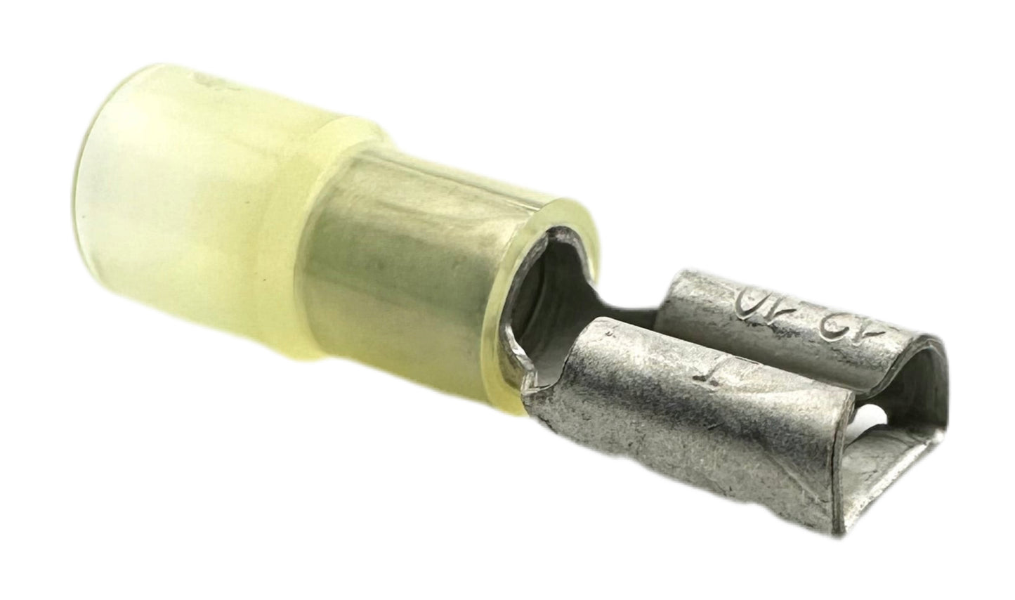 Insulated Quick-Disconnect Terminals, Female, for 12-10 AWG, 0.250" Wide x 0.032" Thick