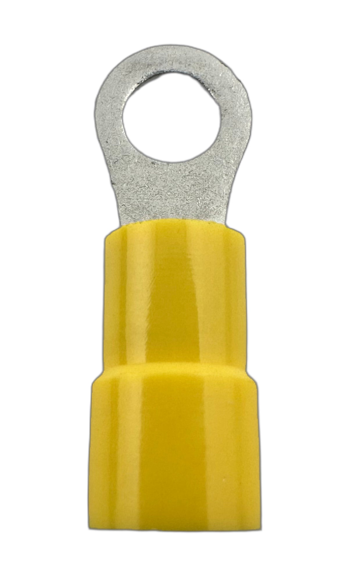 Insulated Ring Terminals, for 12-10 AWG and #10 screw, vinyl insulation straight view