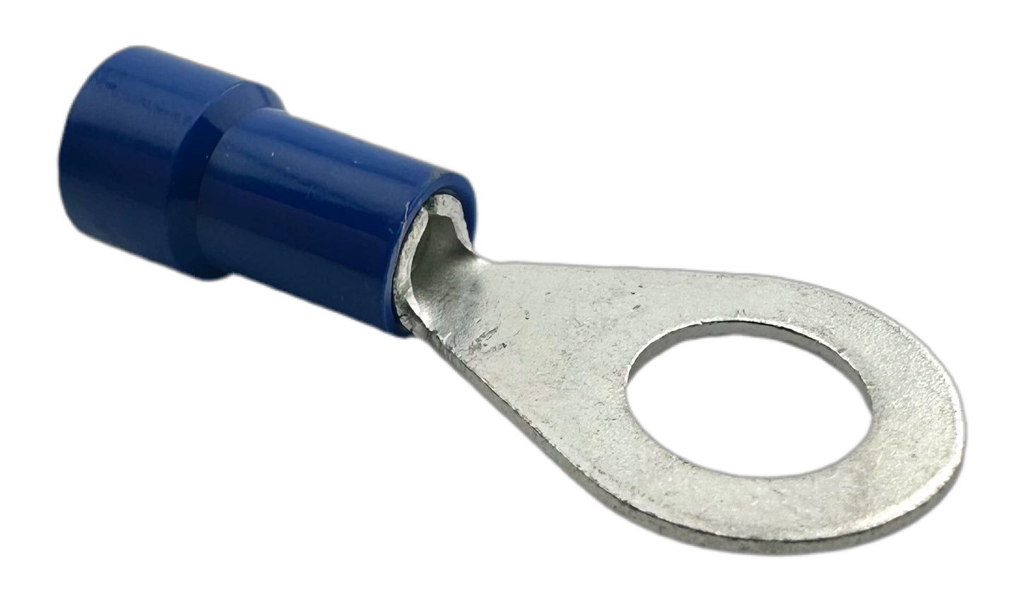 Insulated Ring Terminals, for 16-14 AWG and 1/4" screw, vinyl insulation