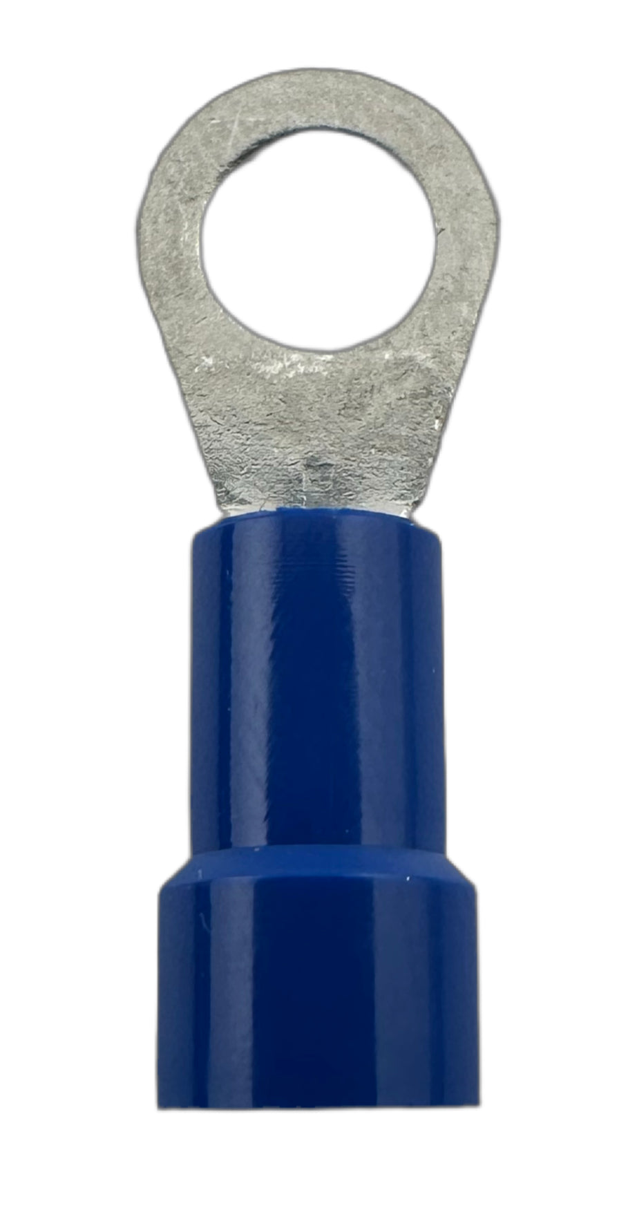 Insulated Ring Terminals, for 16-14 AWG and #10 screw, vinyl insulation straight view