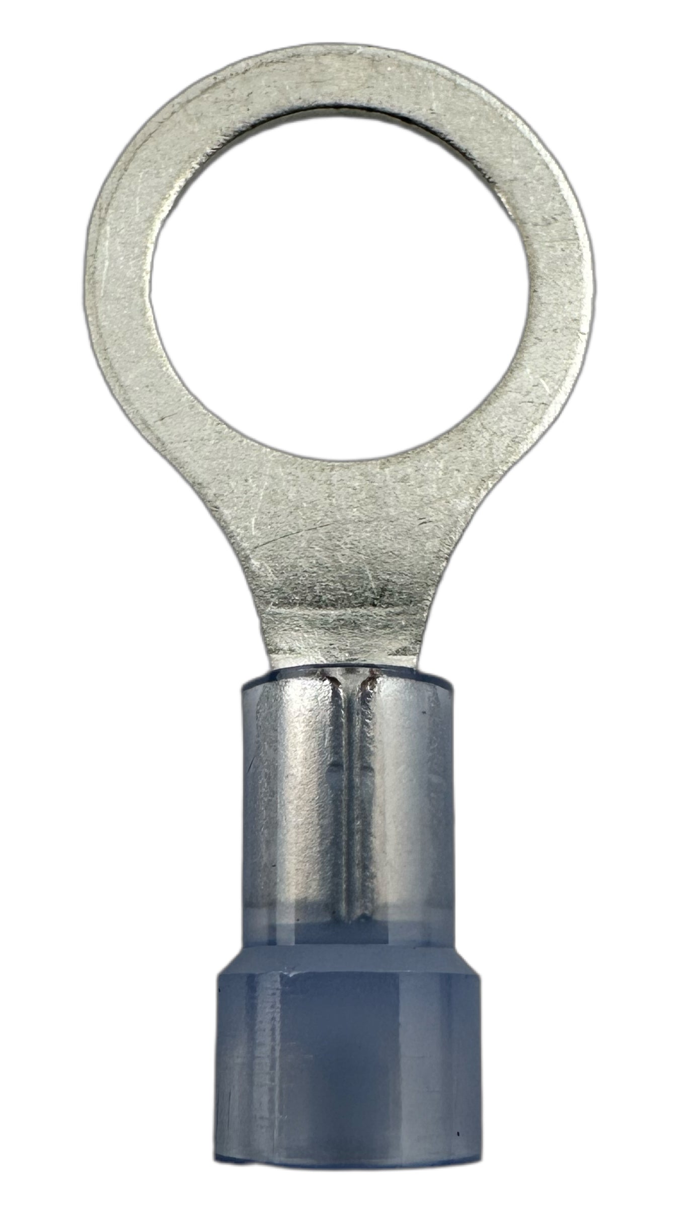 Insulated Ring Terminals, for 16-14 AWG and 3/8" screw, nylon insulation straight view
