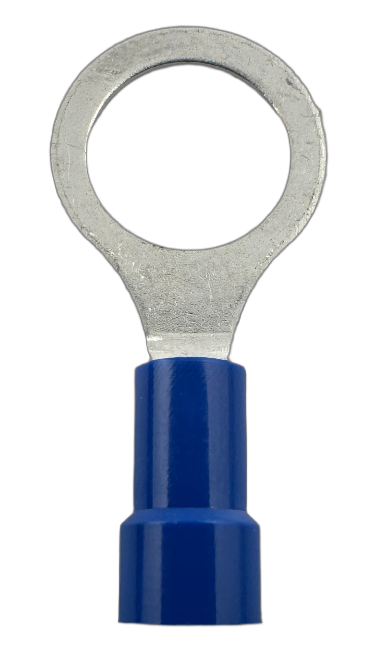 Insulated Ring Terminals, for 16-14 AWG and 3/8" screw, vinyl insulation straight view