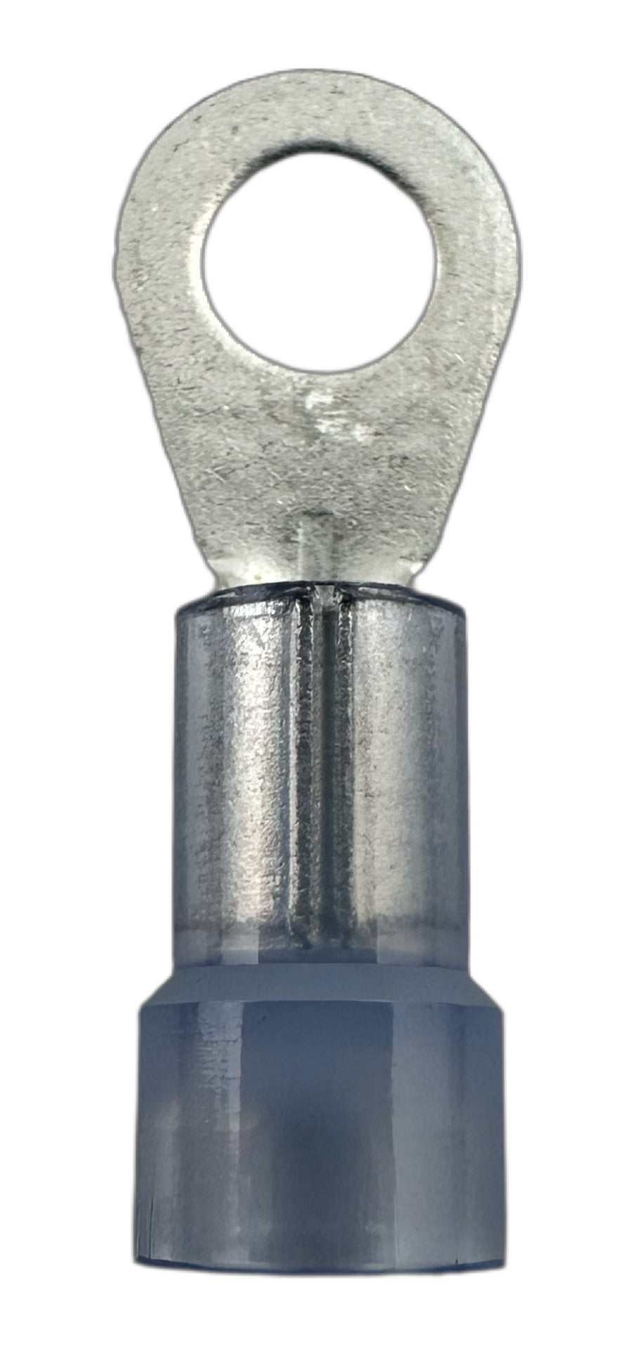 Insulated Ring Terminals, for 16-14 AWG and #8 screw, nylon insulation straight view