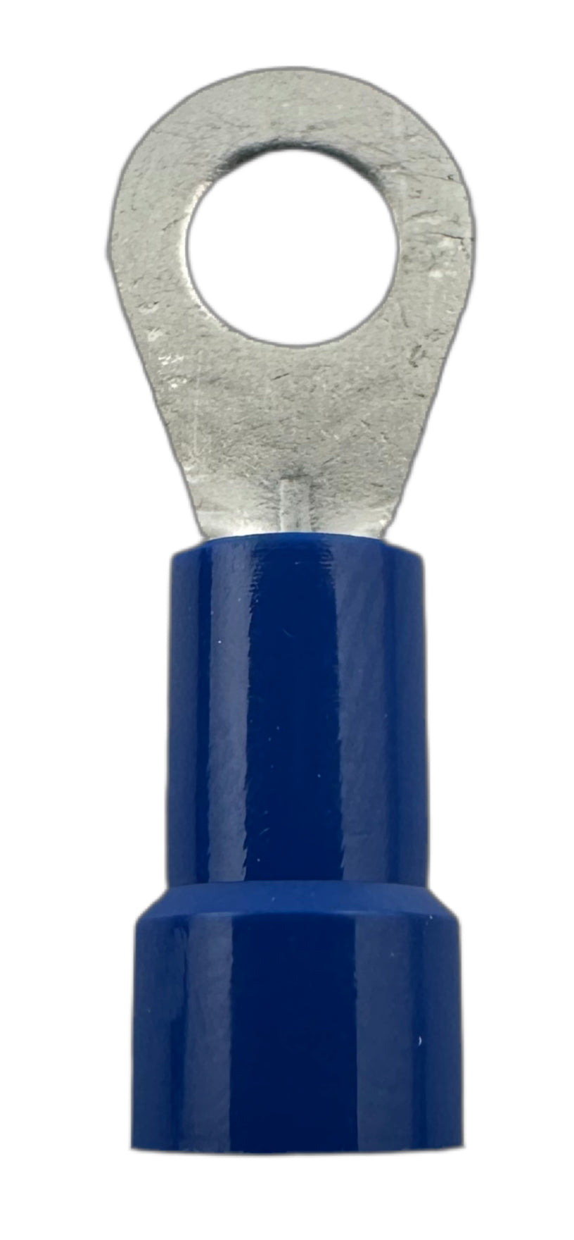 Insulated Ring Terminals, for 16-14 AWG and #8 screw, vinyl insulation straight view