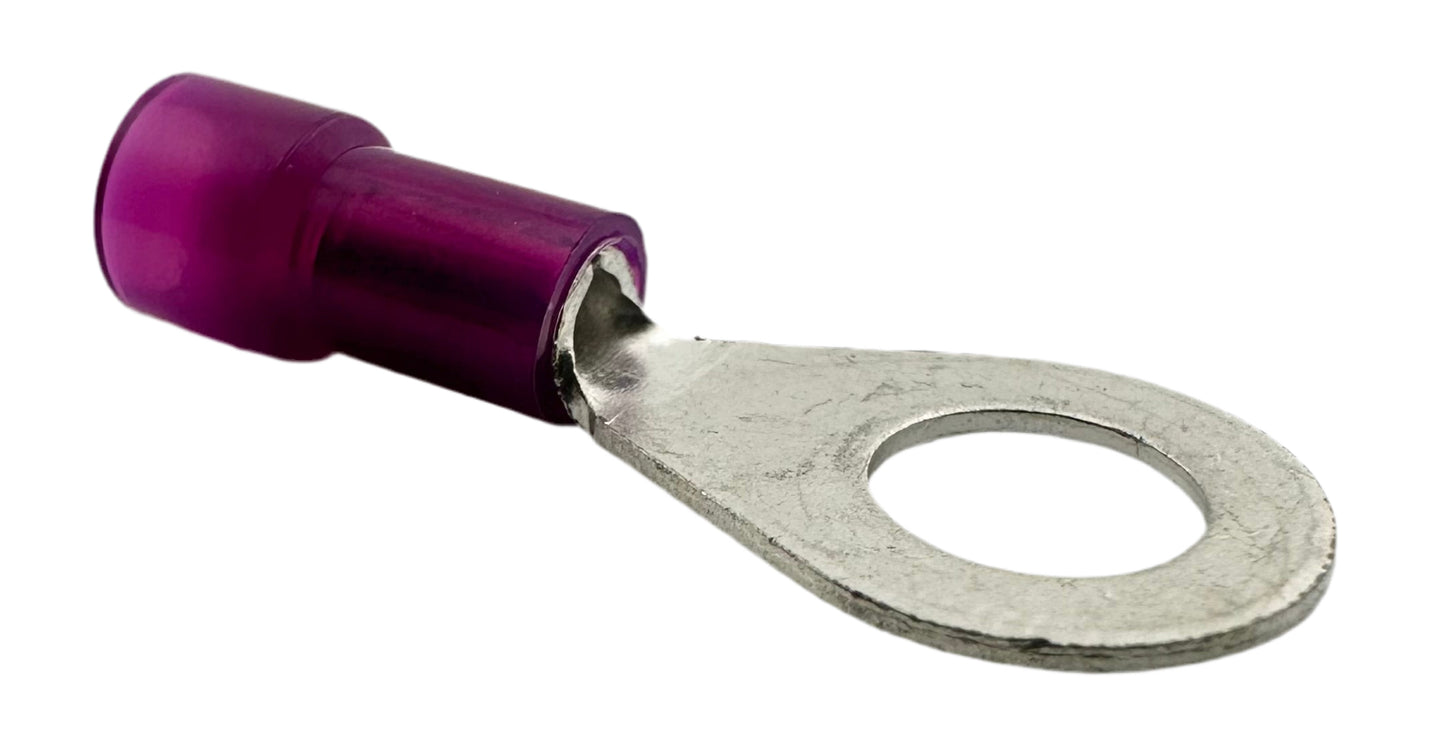 Insulated Ring Terminals, for 22-18 AWG and 1/4" screw, nylon insulation
