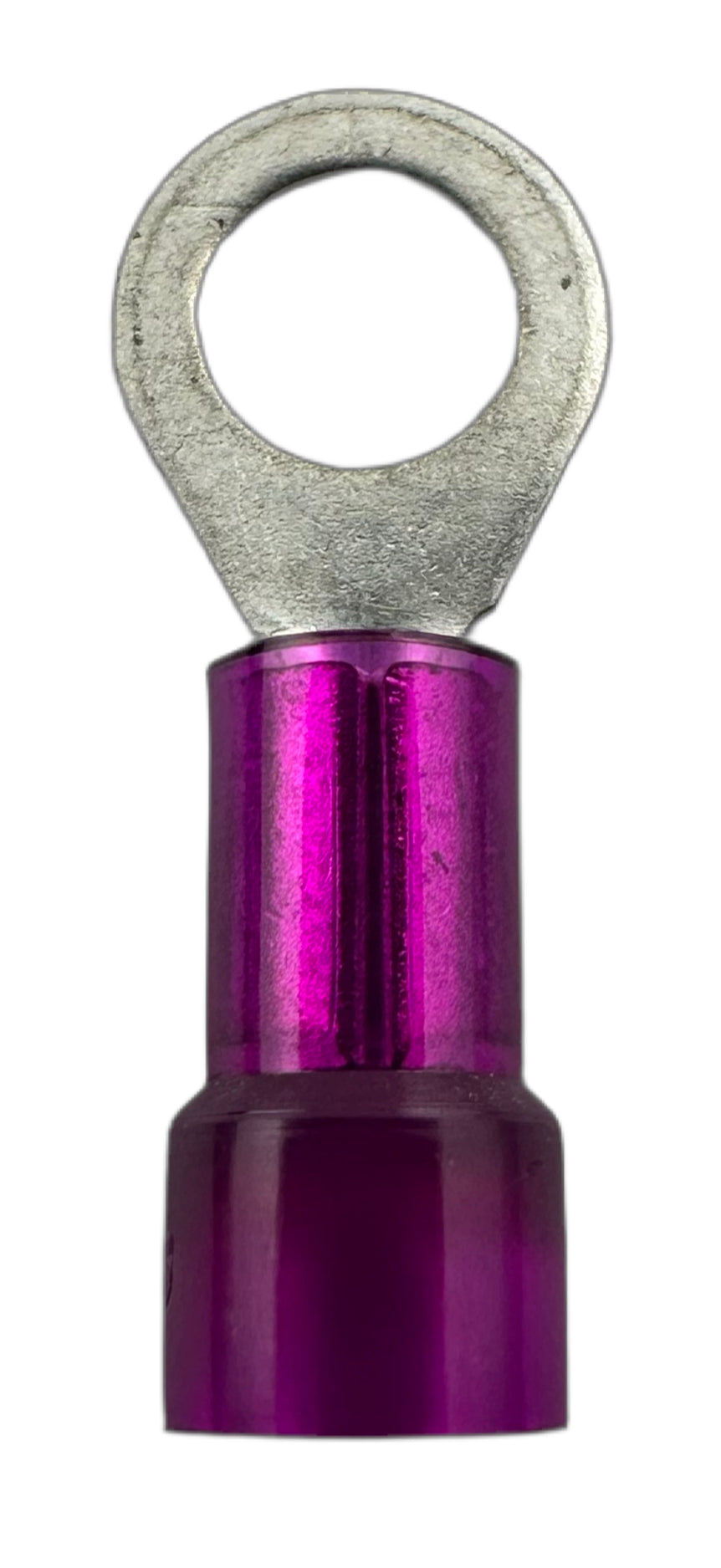 Insulated Ring Terminals, for 22-18 AWG and #10 screw, nylon insulation straight view