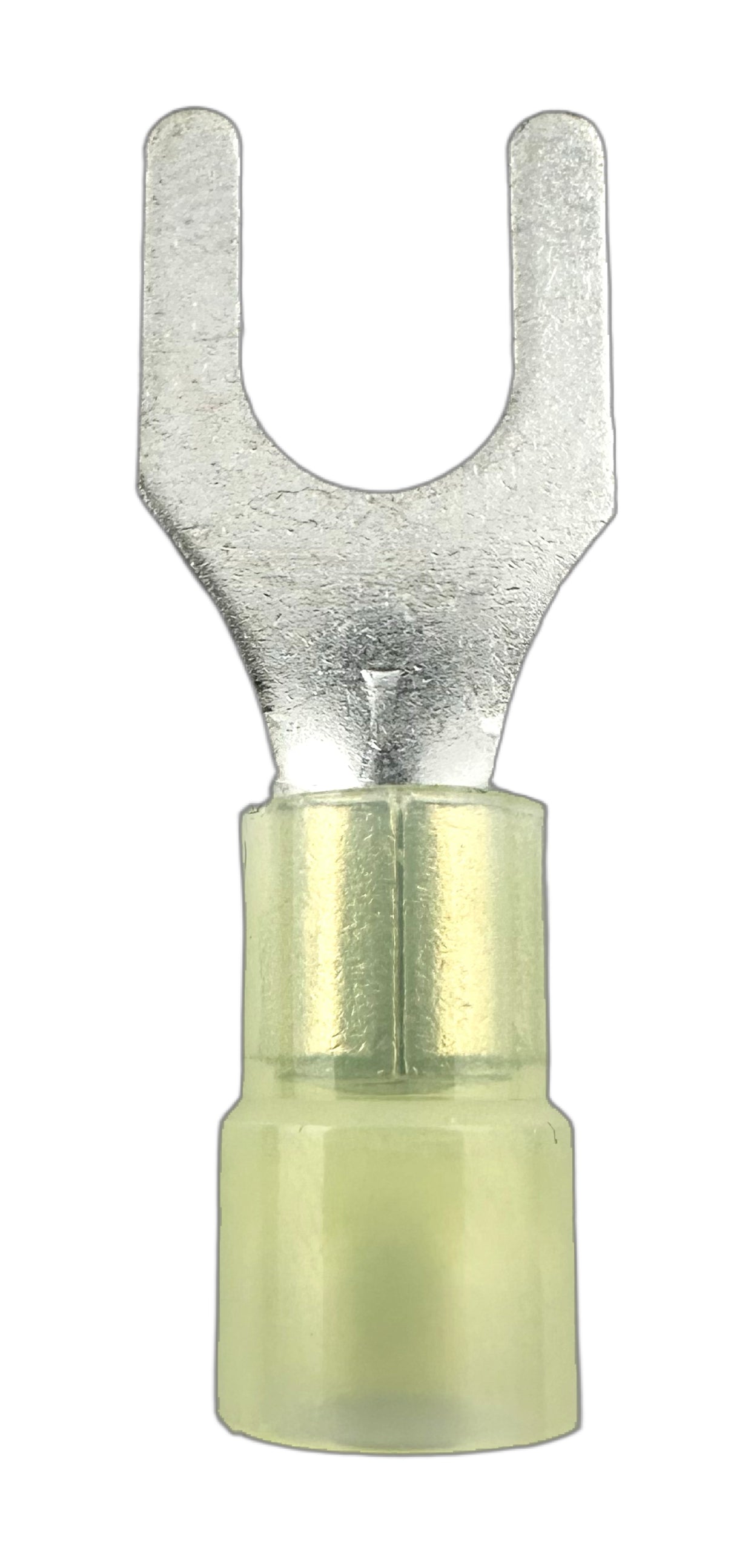 Insulated Spade Terminals, for 12-10 AWG and 1/4" screw straight view