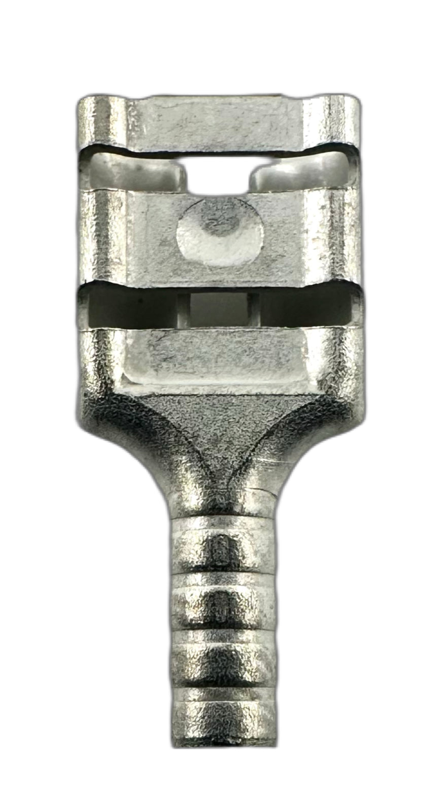 Noninsulated Quick-Disconnect Terminals, Female, for 22-18 AWG, 0.250" wide x 0.032" thick straight view