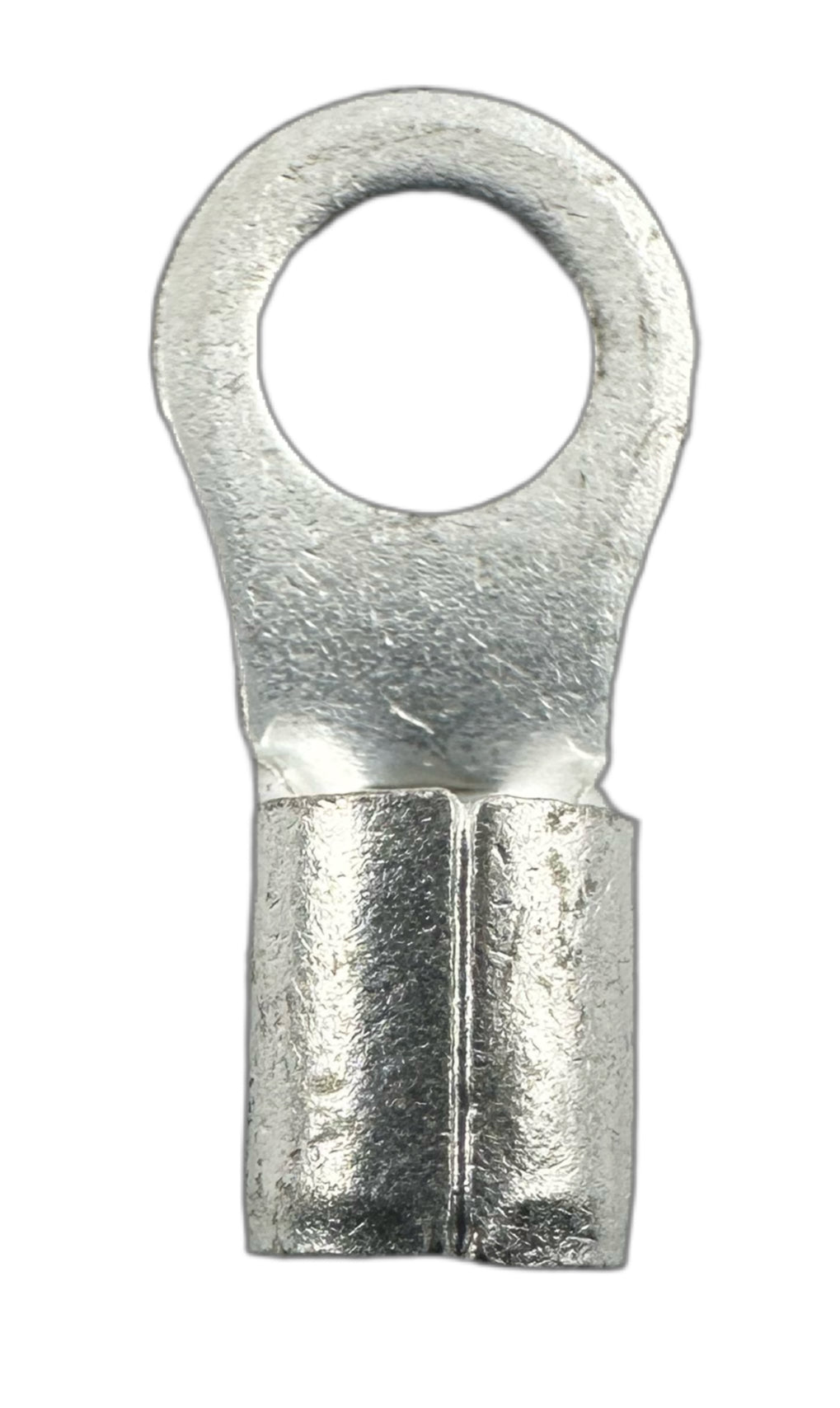 Noninsulated Ring Terminals, for 12-10 AWG and #10 screw straight view