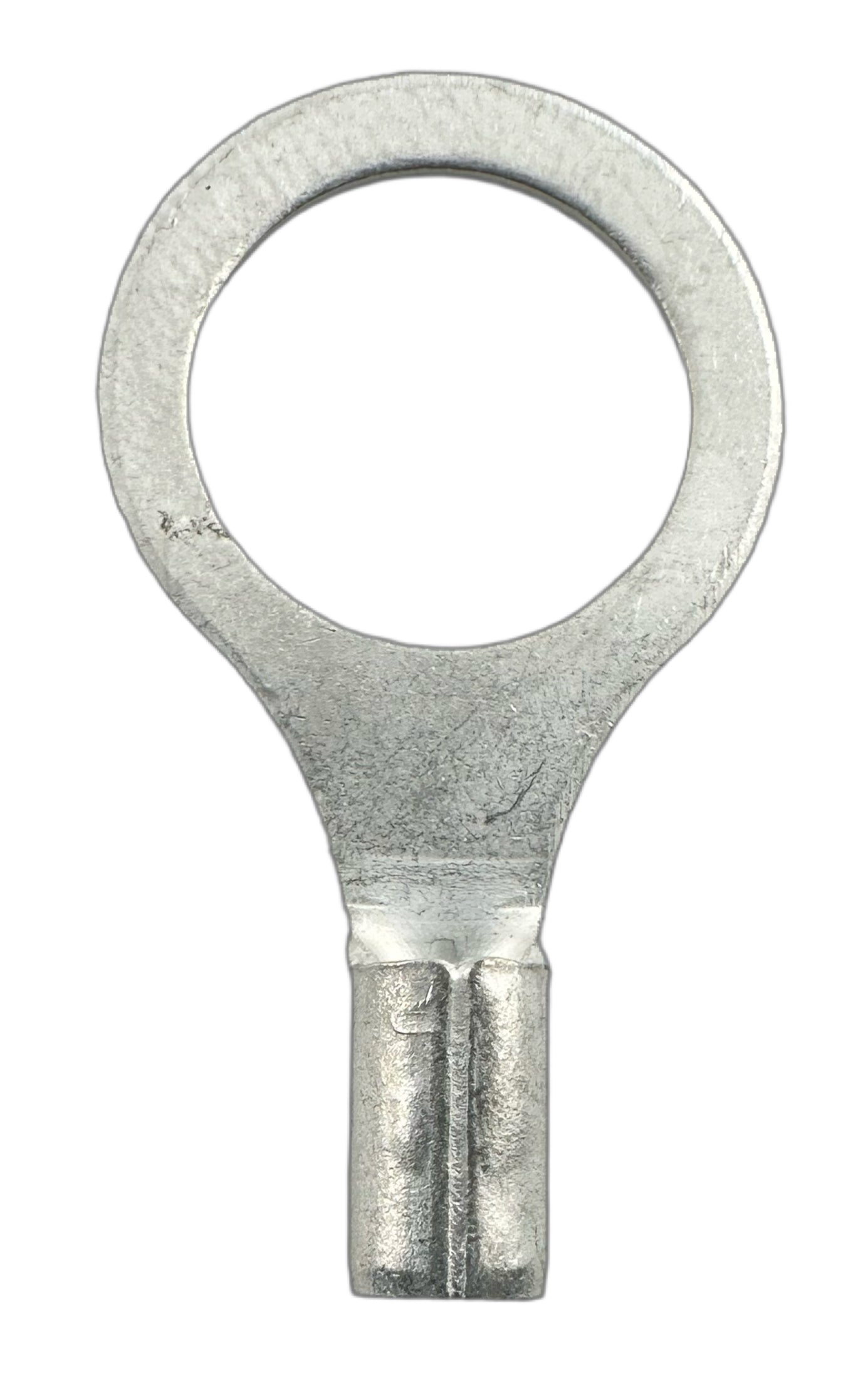 Noninsulated Ring Terminals, for 16-14 AWG and 3/8" screw straight view