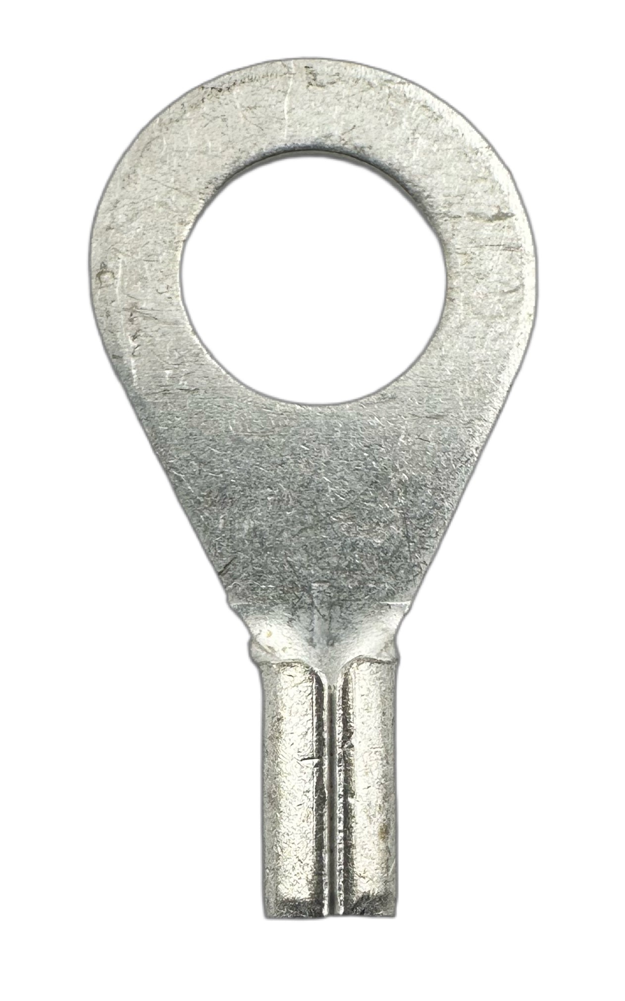 Noninsulated Ring Terminals, for 22-18 AWG and 1/4" screw straight view