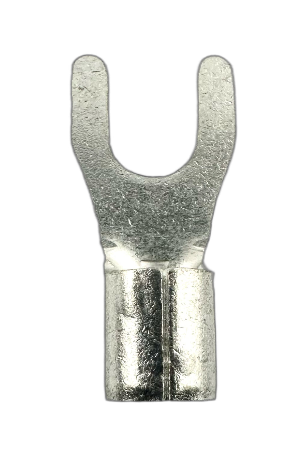 Noninsulated Spade Terminals, for 12-10 AWG and #8 screw straight view