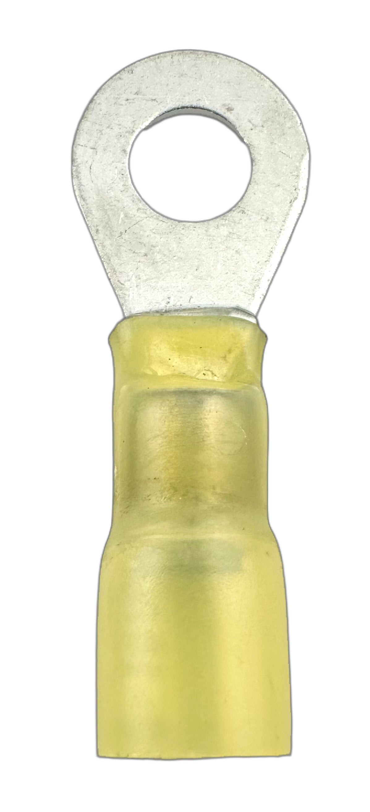Solder-Loaded Heat-Shrink Ring Terminals, for 12-10 AWG and 1/4" screw straight view