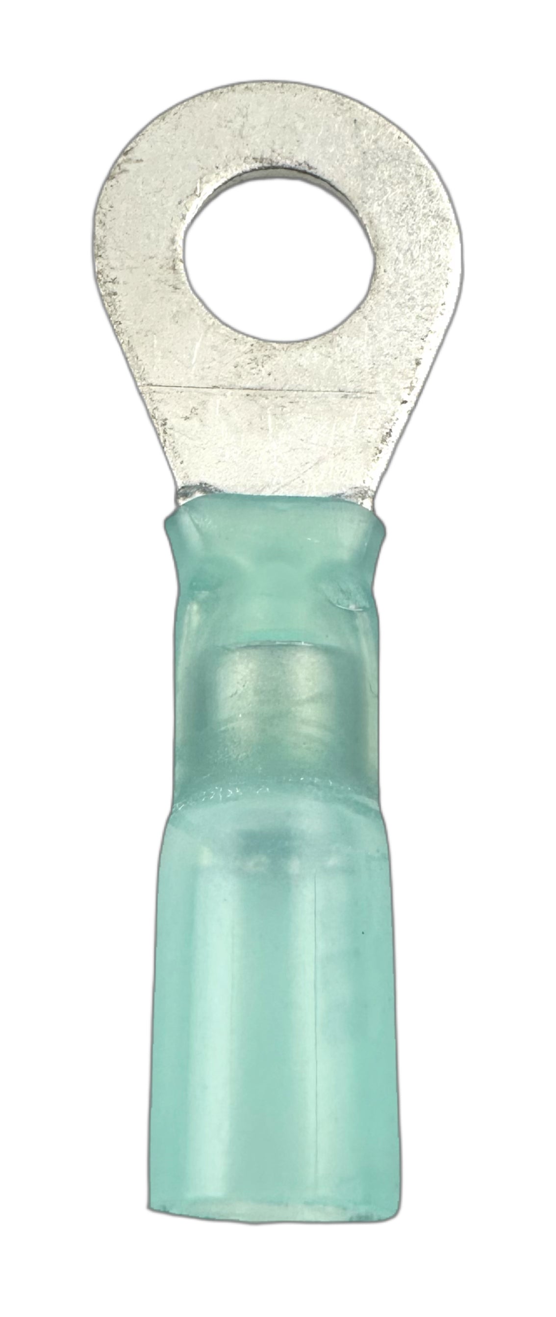 Solder-Loaded Heat-Shrink Ring Terminals, for 16-14 AWG and 1/4" screw straight view