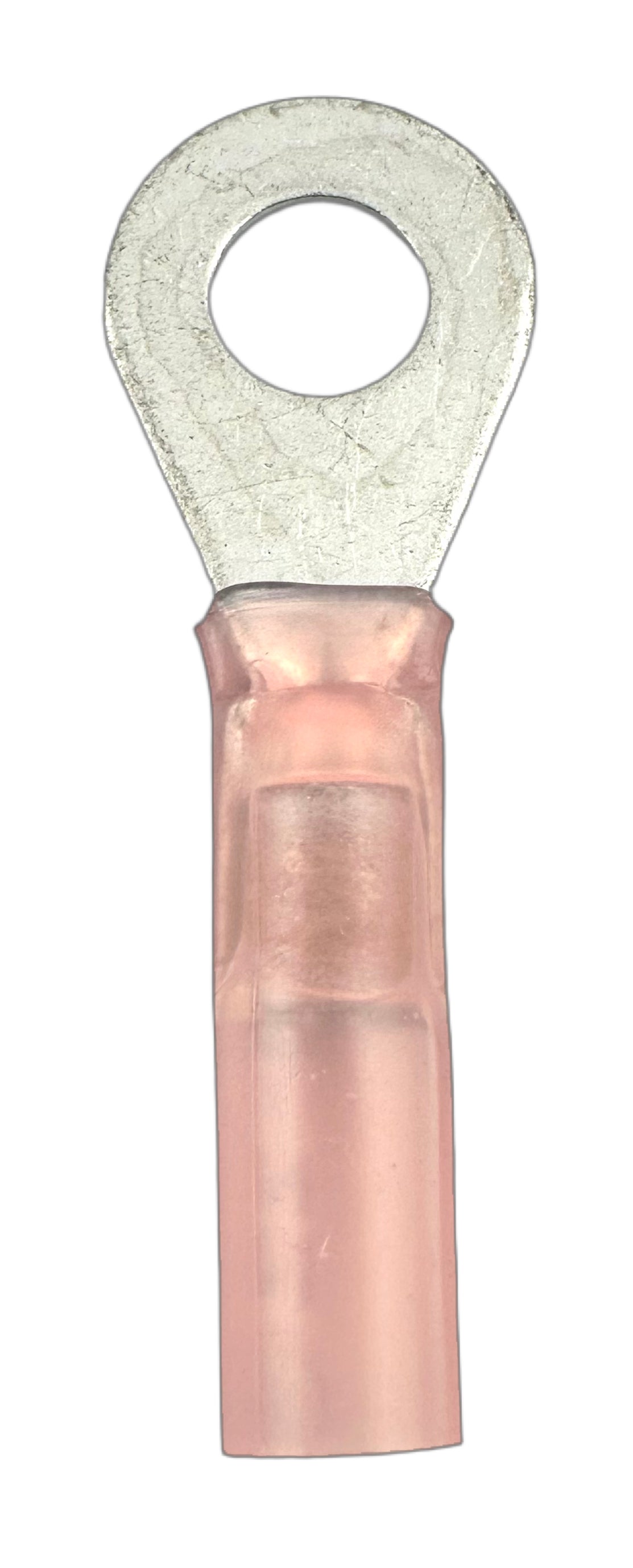 Solder-Loaded Heat-Shrink Ring Terminals, for 22-18 AWG and 1/4" screw straight view