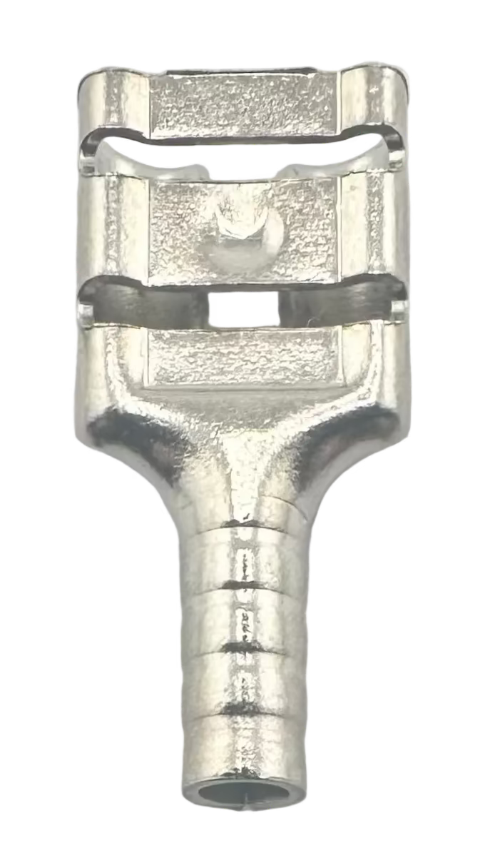 High Temperature Quick-Disconnect Terminals, female, for 22-18 AWG, 0.250" wide x 0.032" thick straight view