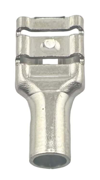 High Temperature Quick-Disconnect Terminals, female, for 12-10 AWG, 0.250" wide x 0.032" thick straight view