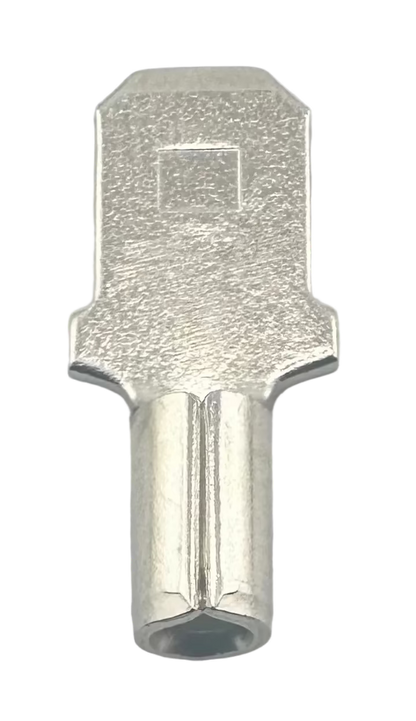 High Temperature Quick-Disconnect Terminals, male, for 16-14 AWG, 0.250" wide x 0.032" thick straight view