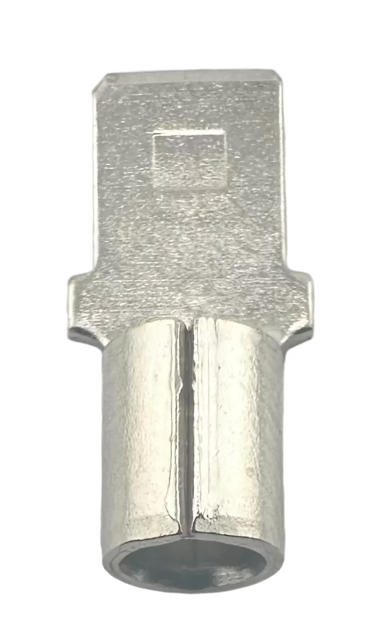 High Temperature Quick-Disconnect Terminals, male, for 12-10 AWG, 0.250" wide x 0.032" thick straight view