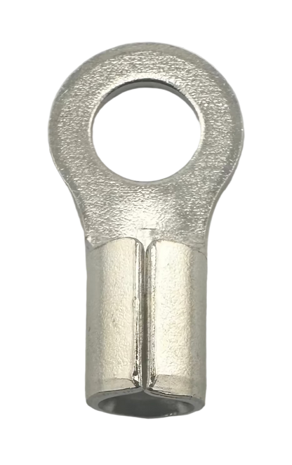 High Temperature Ring Terminals, for 8 AWG and 1/4" screw straight view