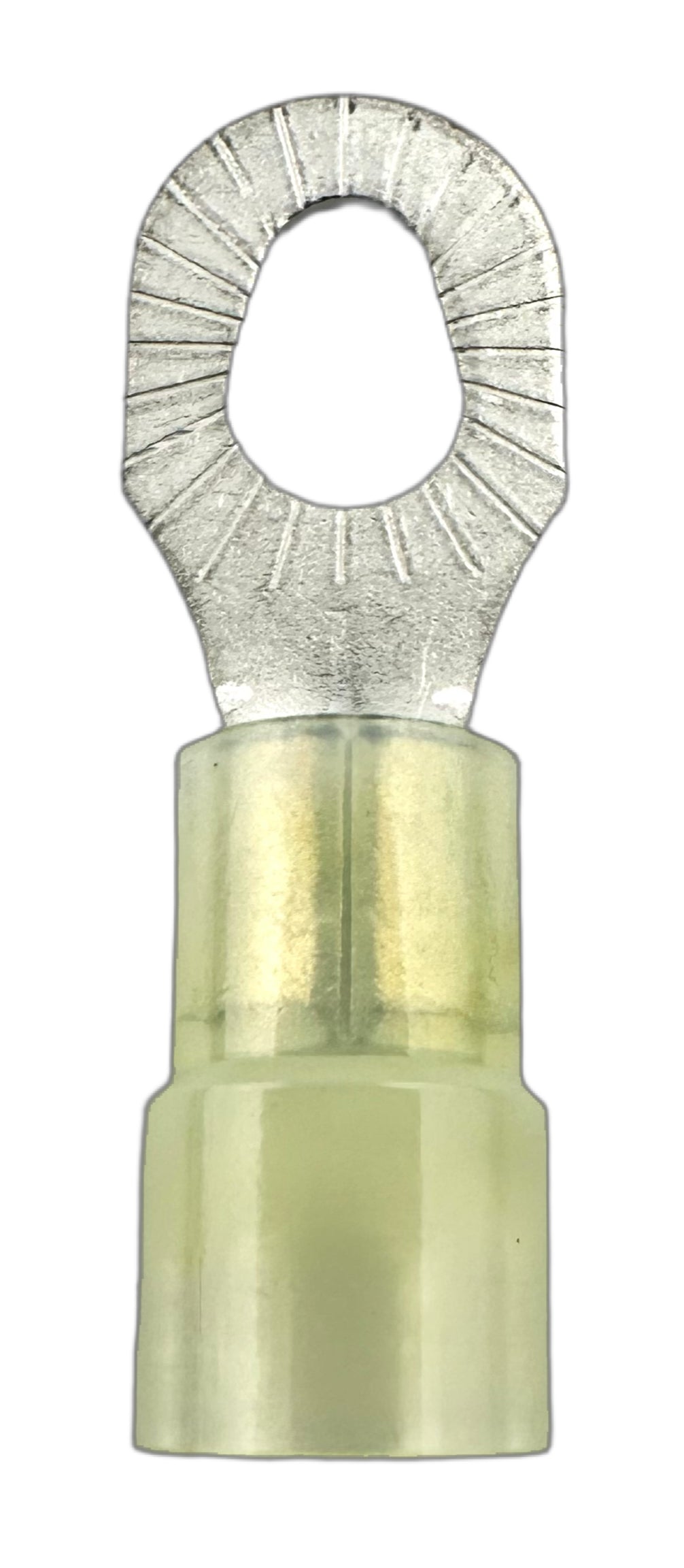 Insulated Multi-Stud Ring Terminals, for 12-10 AWG and #6, #8, #10 screws, nylon insulation straight view