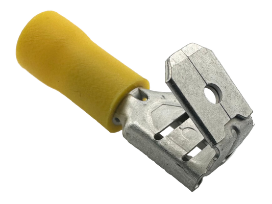 Insulated Piggyback Quick-Disconnect Terminals, for 12-10 AWG, 0.250" wide x 0.032" thick, vinyl insulation