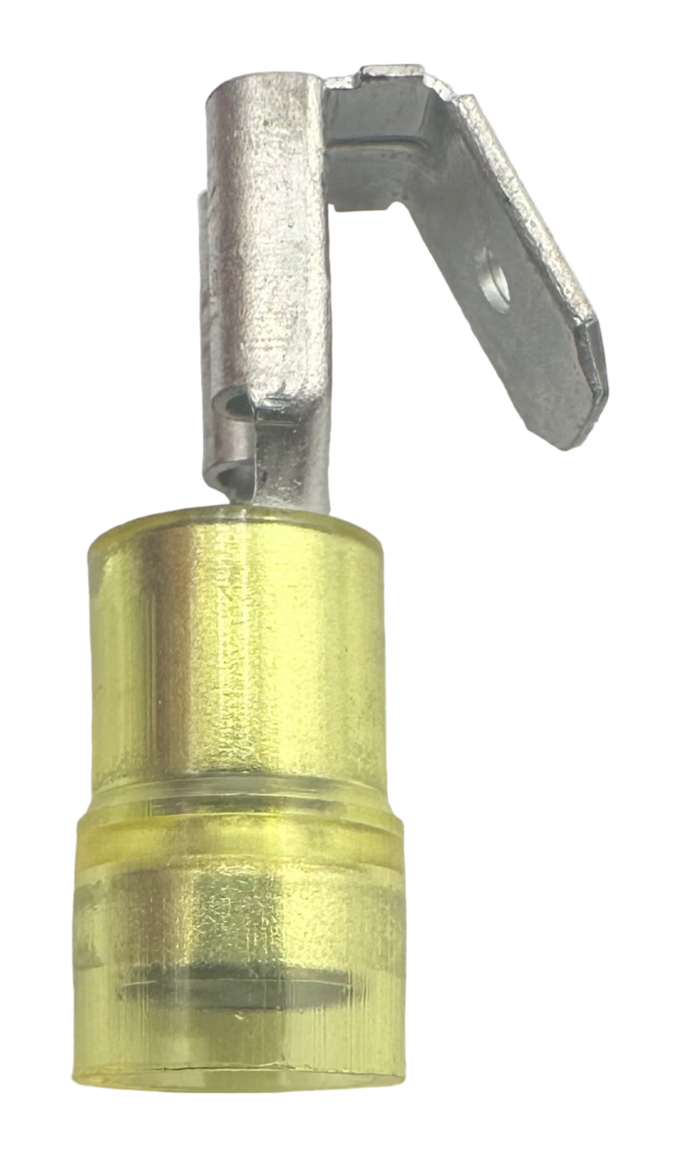 Insulated Piggyback Quick-Disconnect Terminals, for 12-10 AWG, 0.250" wide x 0.032" thick, nylon insulation, double crimp straight view