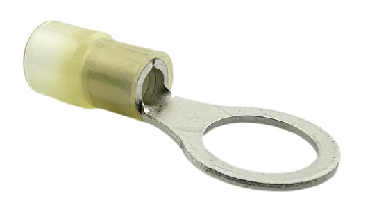 Insulated Ring Terminals, for 12-10 AWG and 3/8" screw, nylon insulation