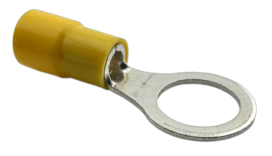 Insulated Ring Terminals, for 12-10 AWG and 3/8" screw, vinyl insulation
