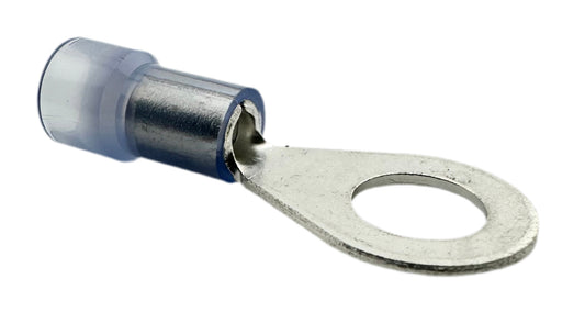 Insulated Ring Terminals, for 16-14 AWG and 1/4" screw, nylon insulation