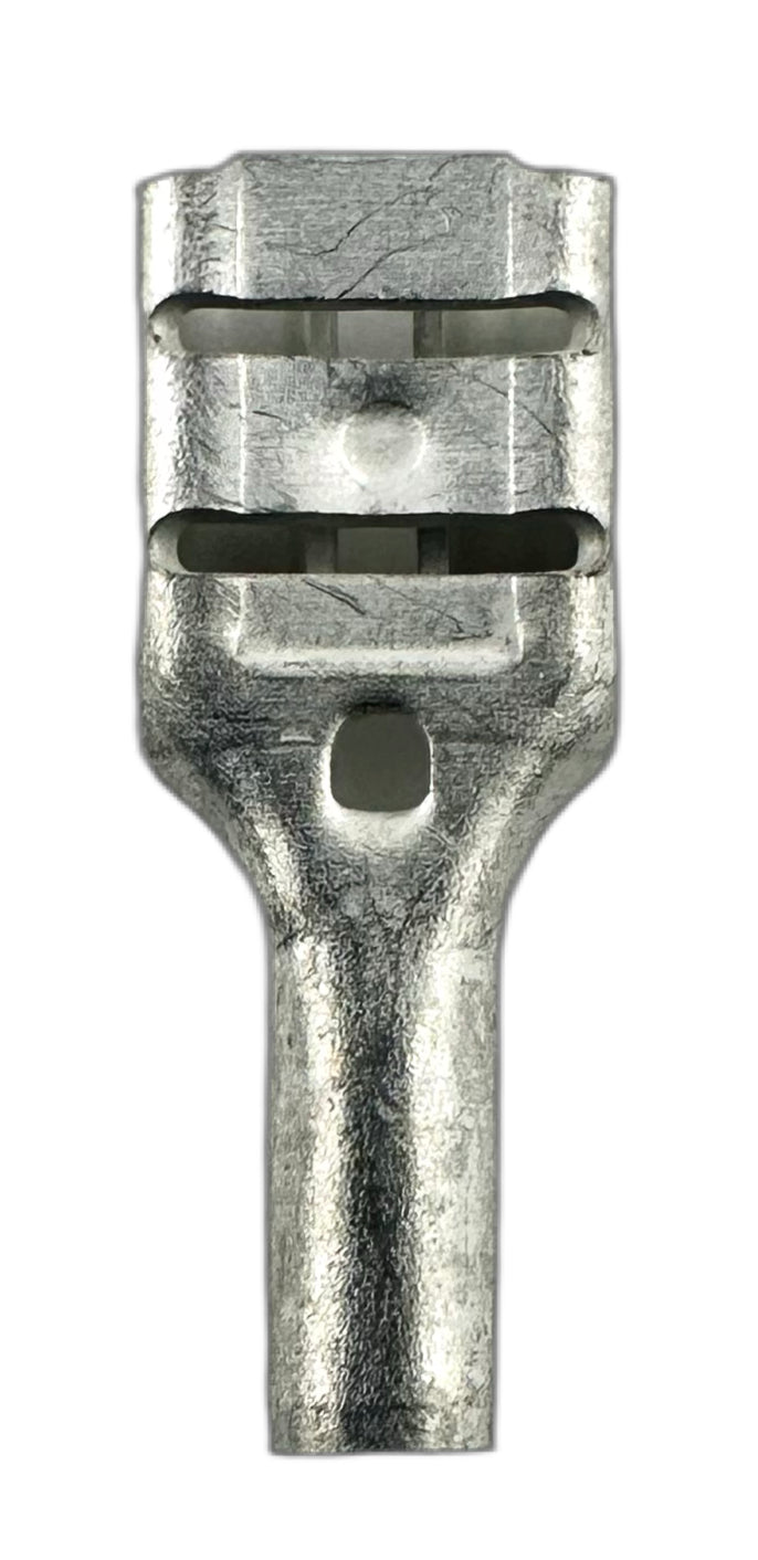 Noninsulated Quick-Disconnect Terminals, Female, for 22-18 AWG, 0.187" wide x 0.020" thick straight view