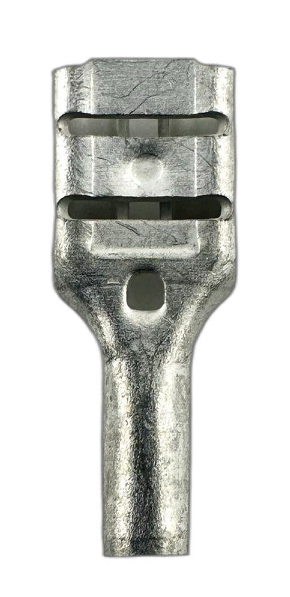 Noninsulated Quick-Disconnect Terminals, Female, for 22-18 AWG, 0.187" wide x 0.020" thick straight view