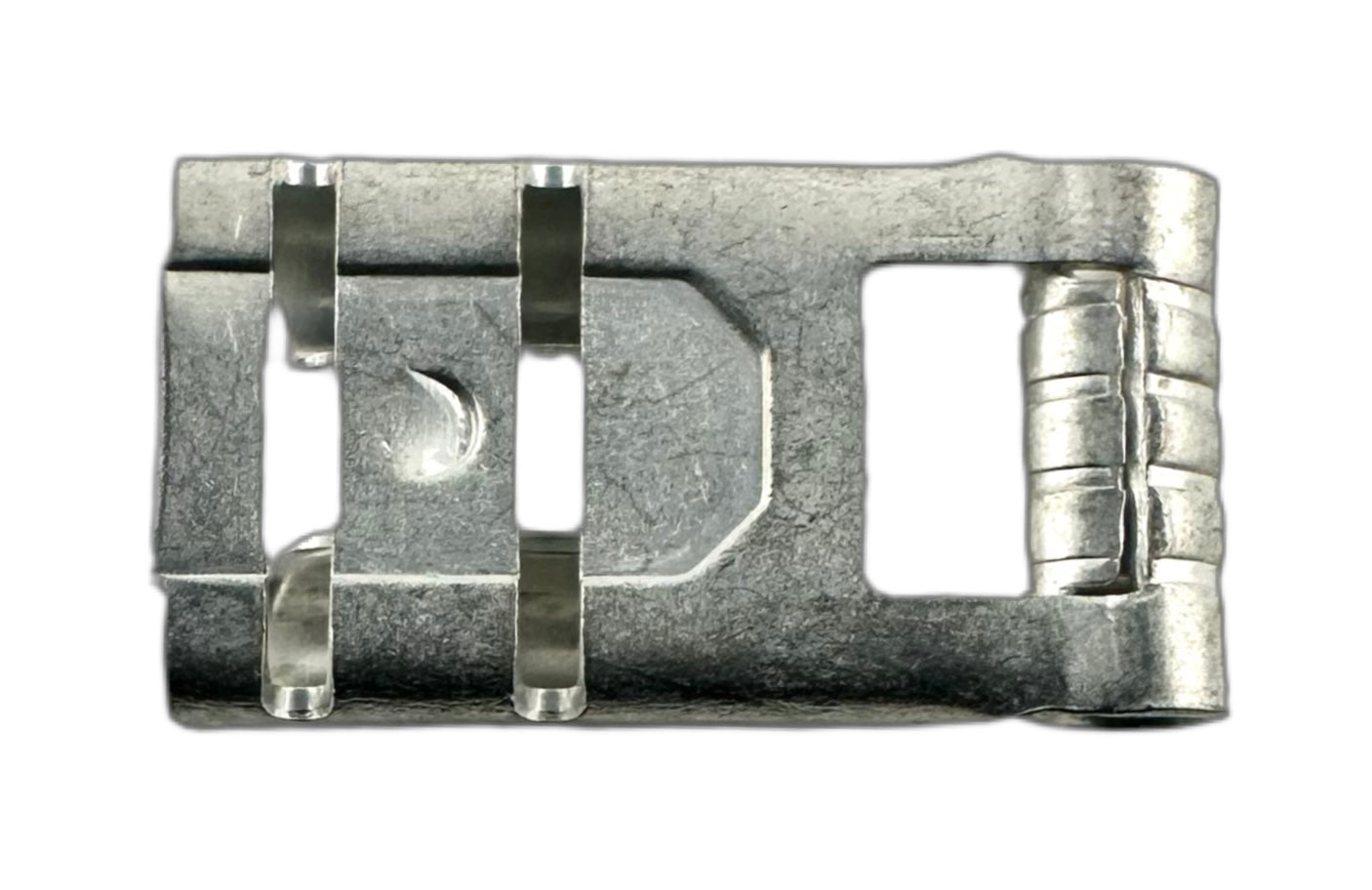 Noninsulated Quick-Disconnect Terminals, Female, 90 Degree Flag, for 22-18 AWG, 0.250" wide x 0.032" thick straight view