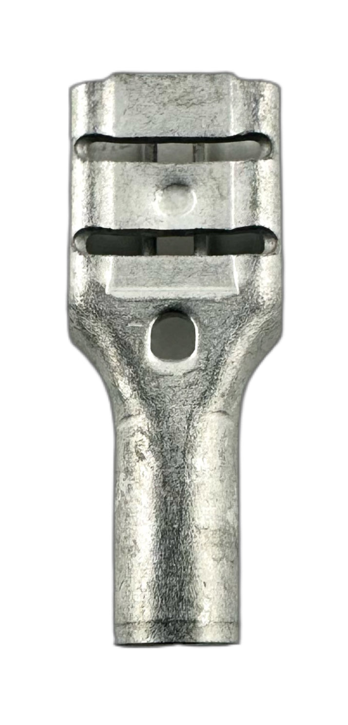 Noninsulated Quick-Disconnect Terminals, Female, for 16-14 AWG, 0.187" wide x 0.020" thick straight view