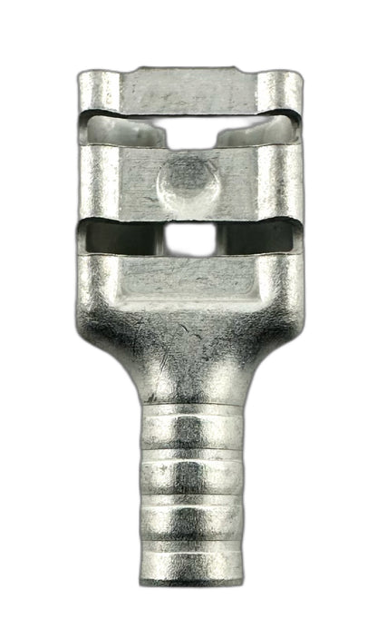 Noninsulated Quick-Disconnect Terminals, Female, for 16-14 AWG, 0.250" wide x 0.032" thick straight view