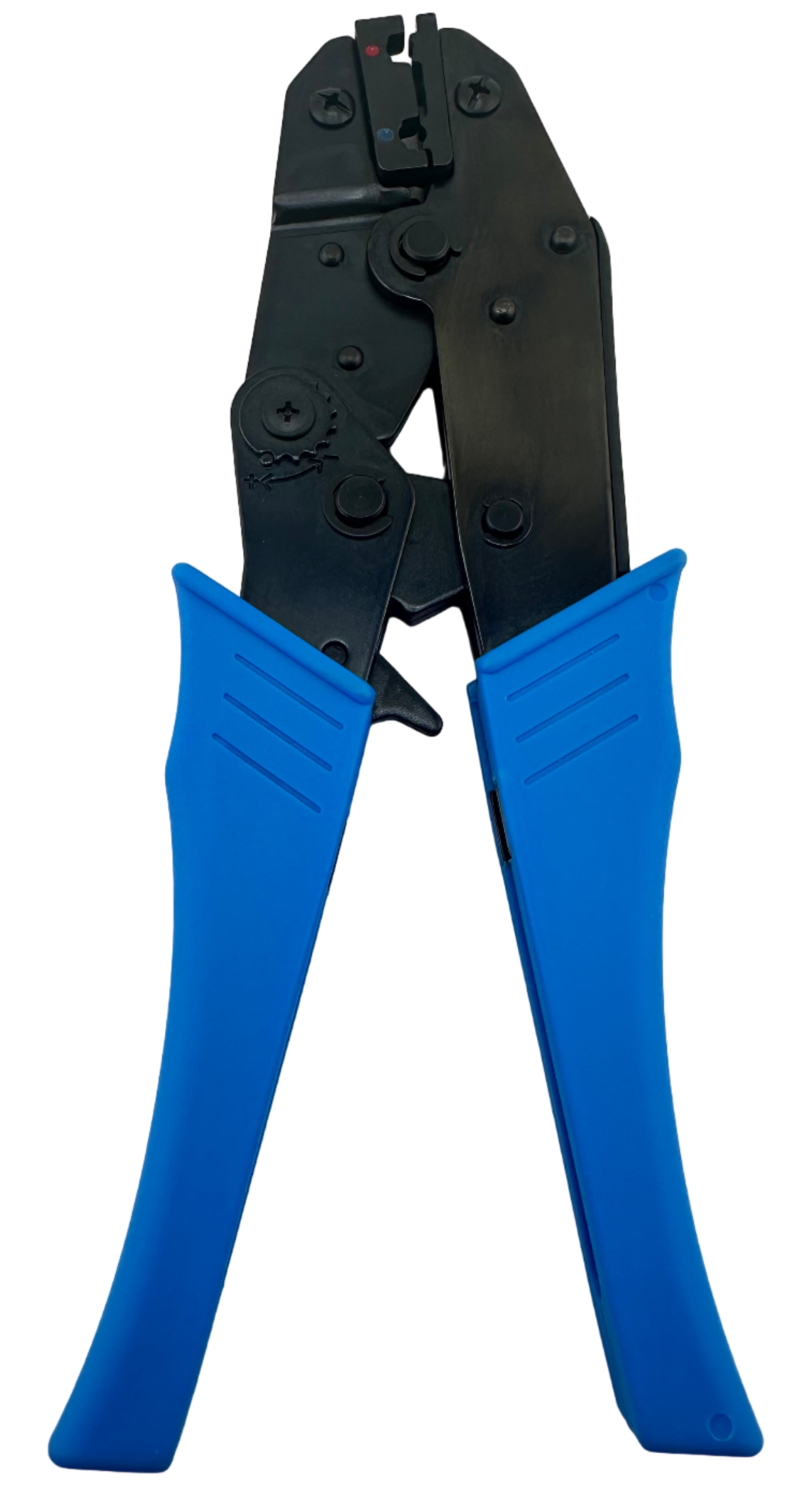 Ratchet Crimper for 22-14 AWG Insulated 90 Degree Flag Terminals straight view