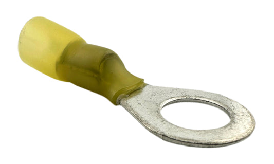 Solder-Loaded Heat-Shrink Ring Terminals, for 12-10 AWG and 3/8" screw